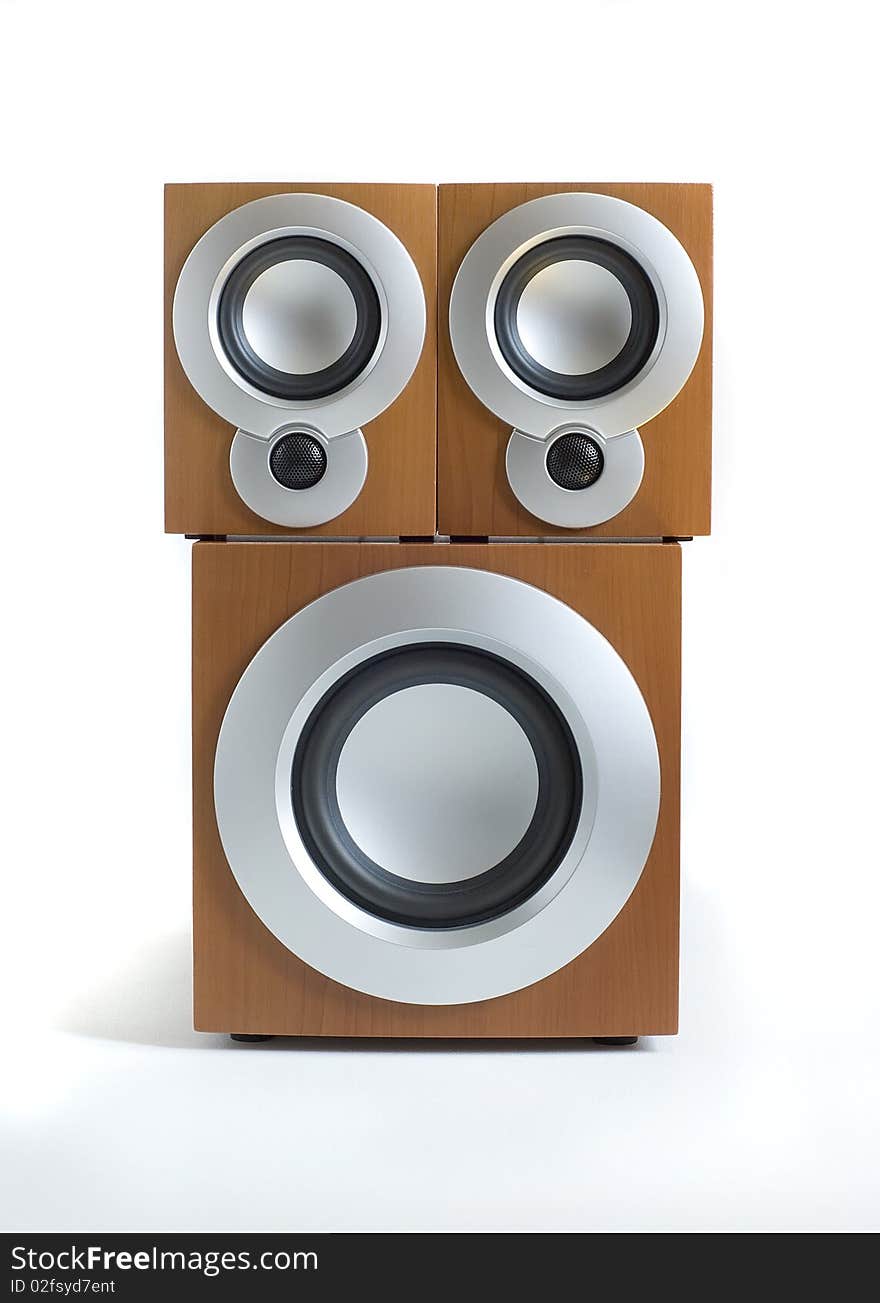 Musical audiosystem on a white background