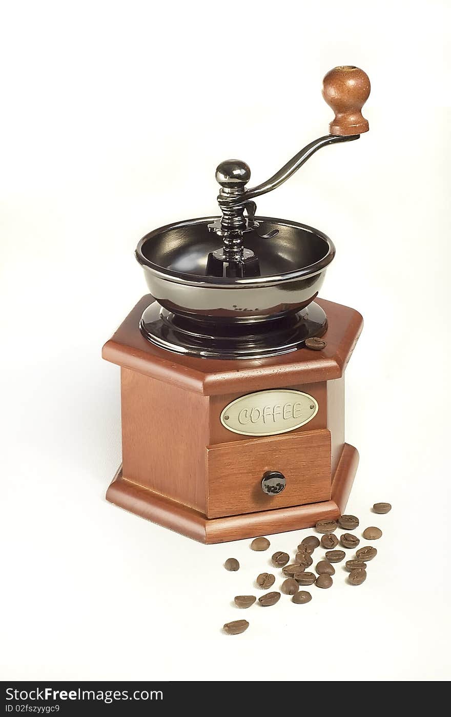 Coffee grinder on a white background