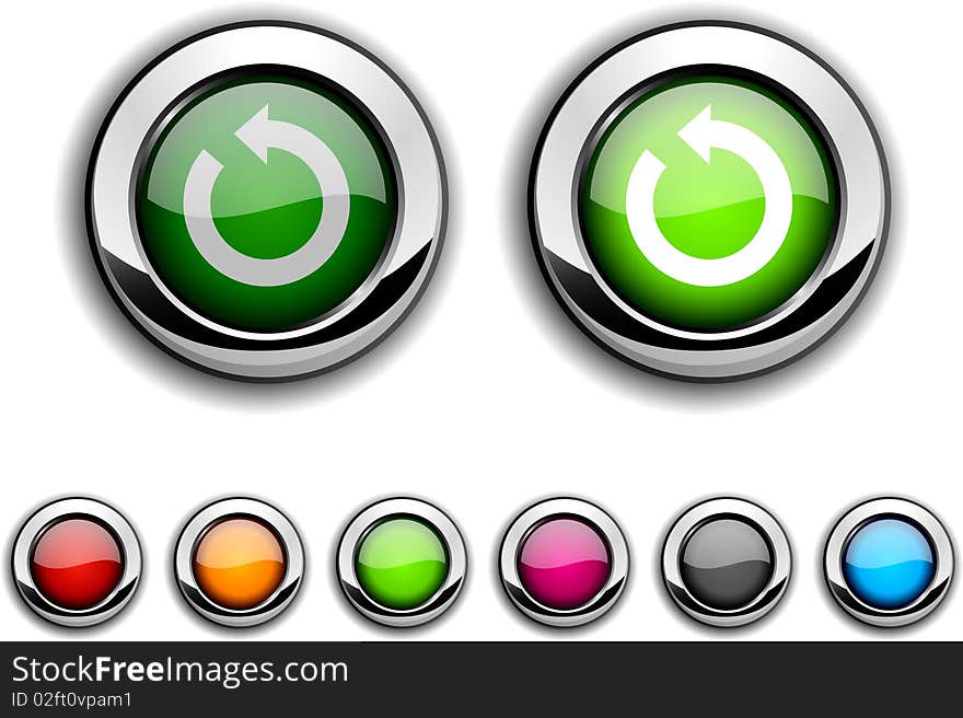 Refresh realistic buttons. Set of illustration. Refresh realistic buttons. Set of illustration.