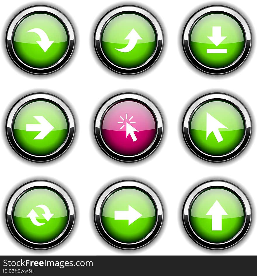 Arrows set of round glossy icons. Arrows set of round glossy icons.