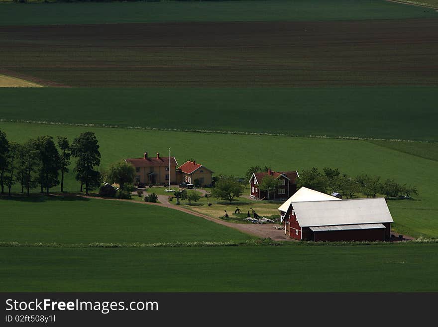 Swedish countryside near Joenkoeping, view from above