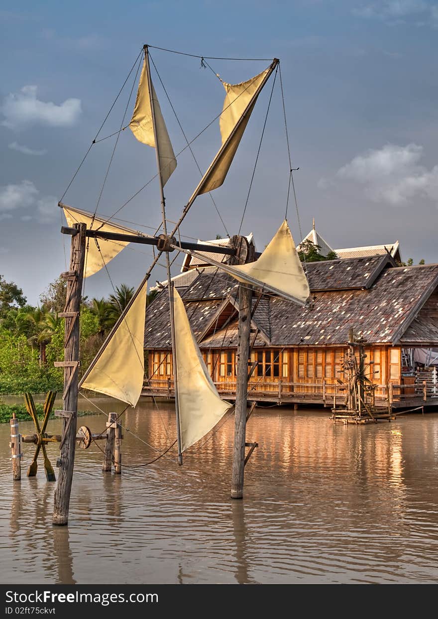 Old wooden windmill