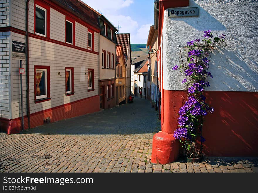 Street In The Old Town Of Bingen.Germany,Bavaria. Street In The Old Town Of Bingen.Germany,Bavaria