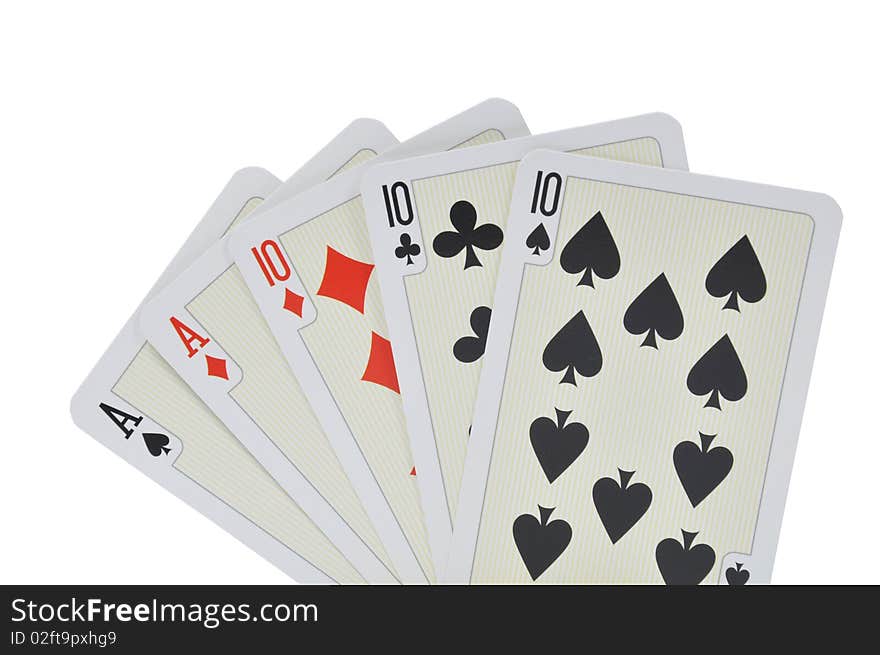 Playing cards isolated on white background. Playing cards isolated on white background