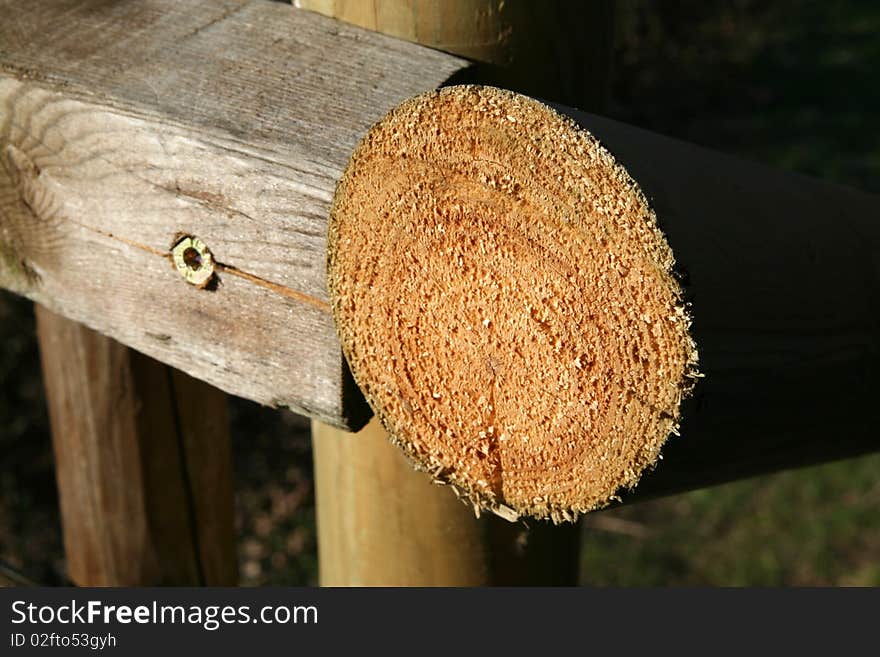 Close up of a woody handrail. Close up of a woody handrail