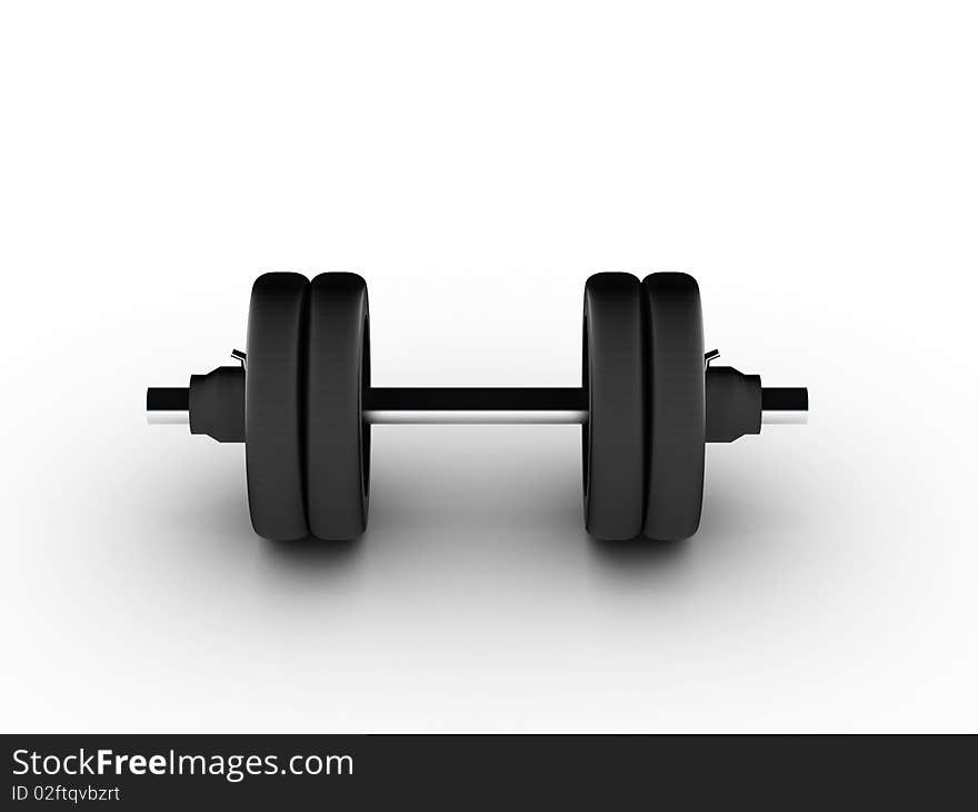 Dumbbell view from front on white background. High quality 3d render.