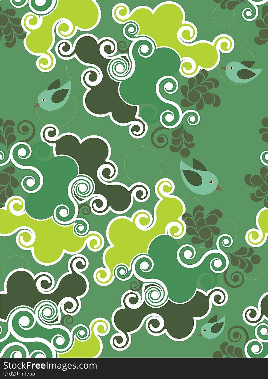 Seamless abstract background with swirls. Easy to edit vector image.