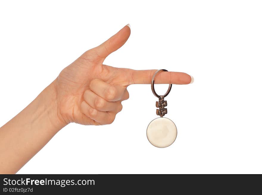 Woman holding key ring in the hand