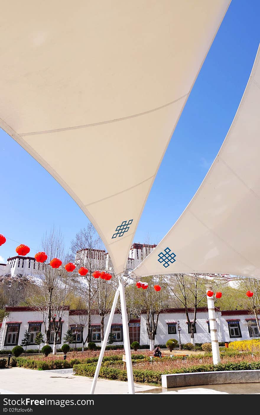 Zong-jiao-lu-kang Park, located in the north of the Potala, in the center of Lhasa city, Tibet, China. The photo was taken after snow on Apr.1,2010.