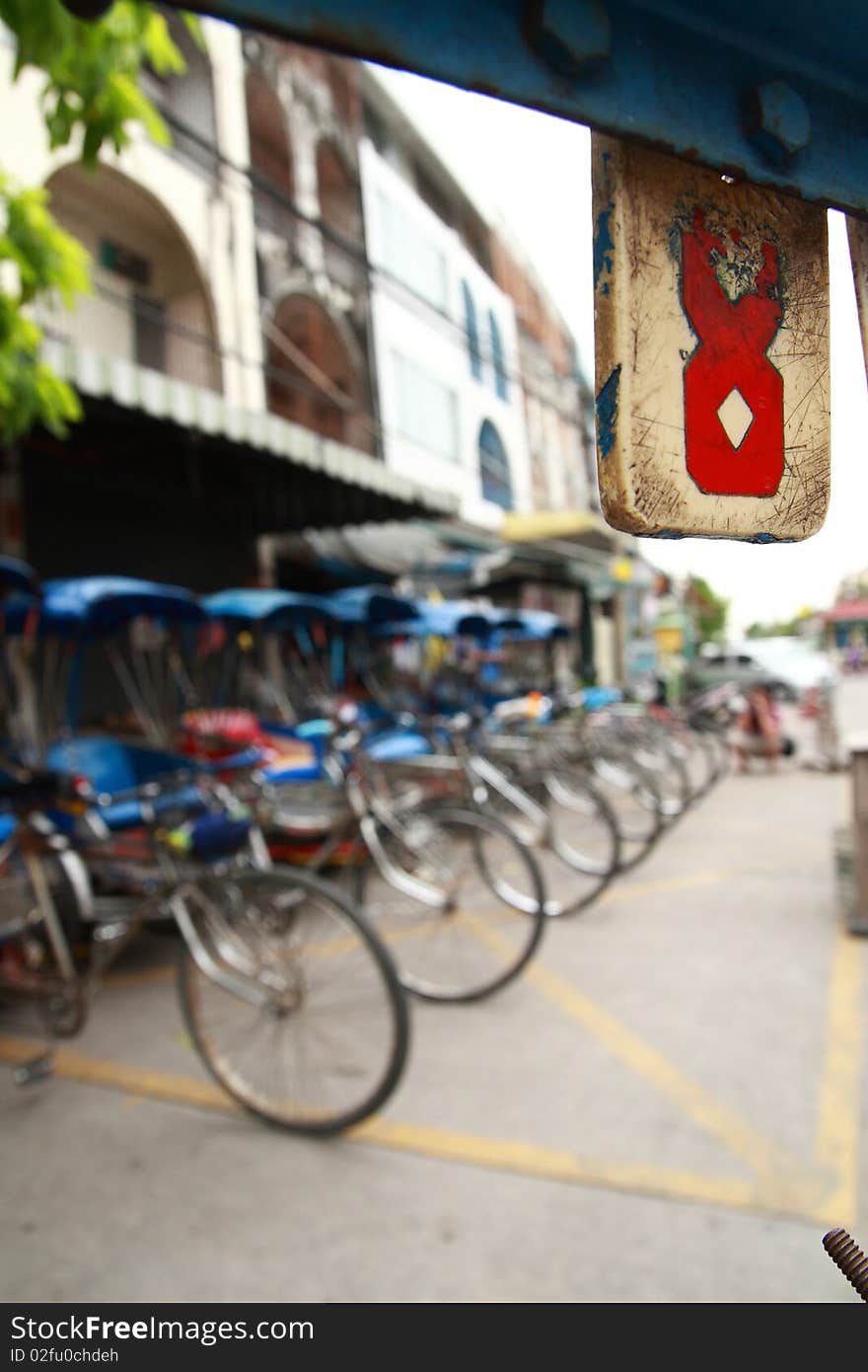 Trishaw blue employment in Thailand