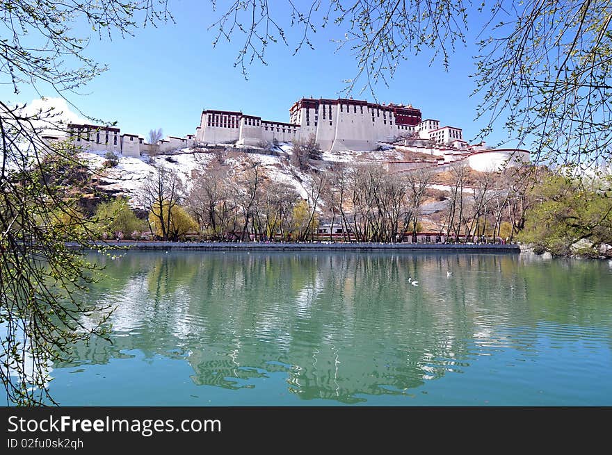 Zong-jiao-lu-kang Park, located in the north of the Potala, in the center of Lhasa city, Tibet, China. The photo was taken after snow on Apr.1,2010. Zong-jiao-lu-kang Park, located in the north of the Potala, in the center of Lhasa city, Tibet, China. The photo was taken after snow on Apr.1,2010.