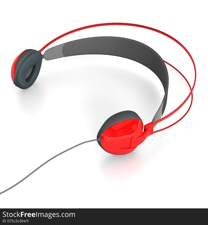 Full size headphones on the white background. Illustration. 3d render. Full size headphones on the white background. Illustration. 3d render.