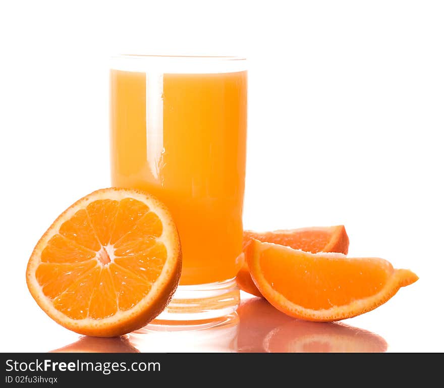 Orange juice isolated on white