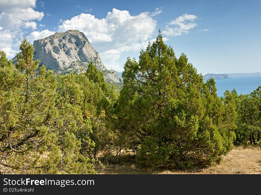 Crimea mountains and Black sea landscape, good sunny day. Crimea mountains and Black sea landscape, good sunny day