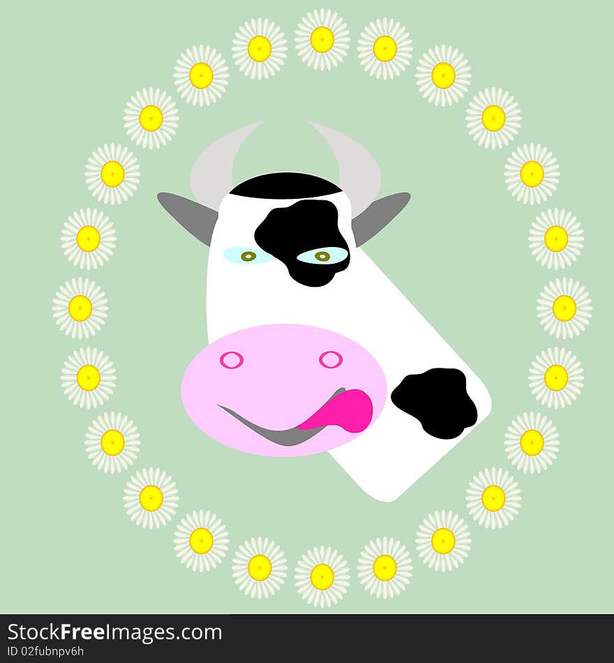 Abstract illustration: cow on a blue. Abstract illustration: cow on a blue