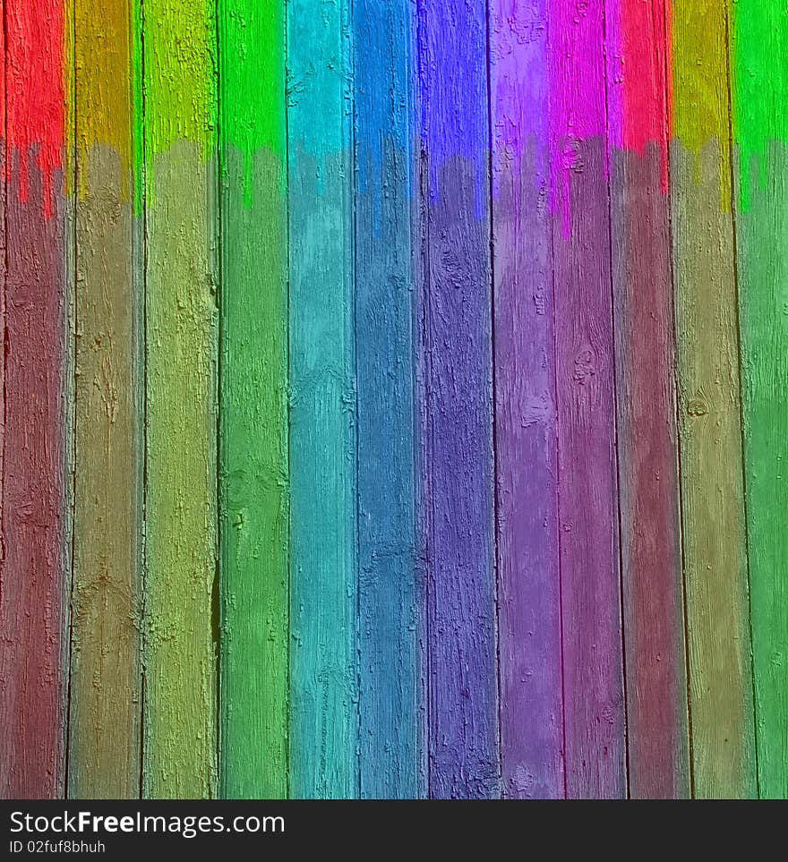 Multi-coloured wooden wall