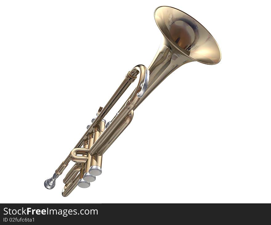 Isolated trumpet on a white background