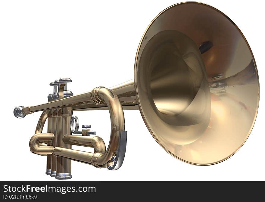 Isolated trumpet on a white background