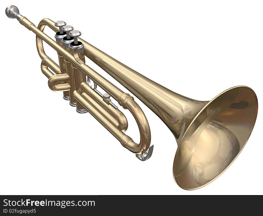 Isolated trumpet on a white background