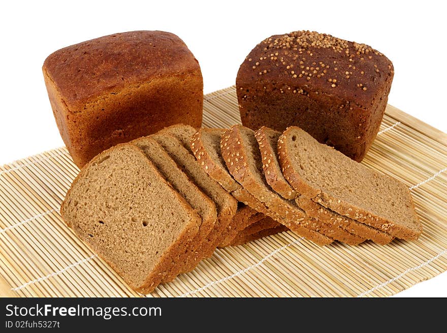 Rye bread on the bamboo napkin