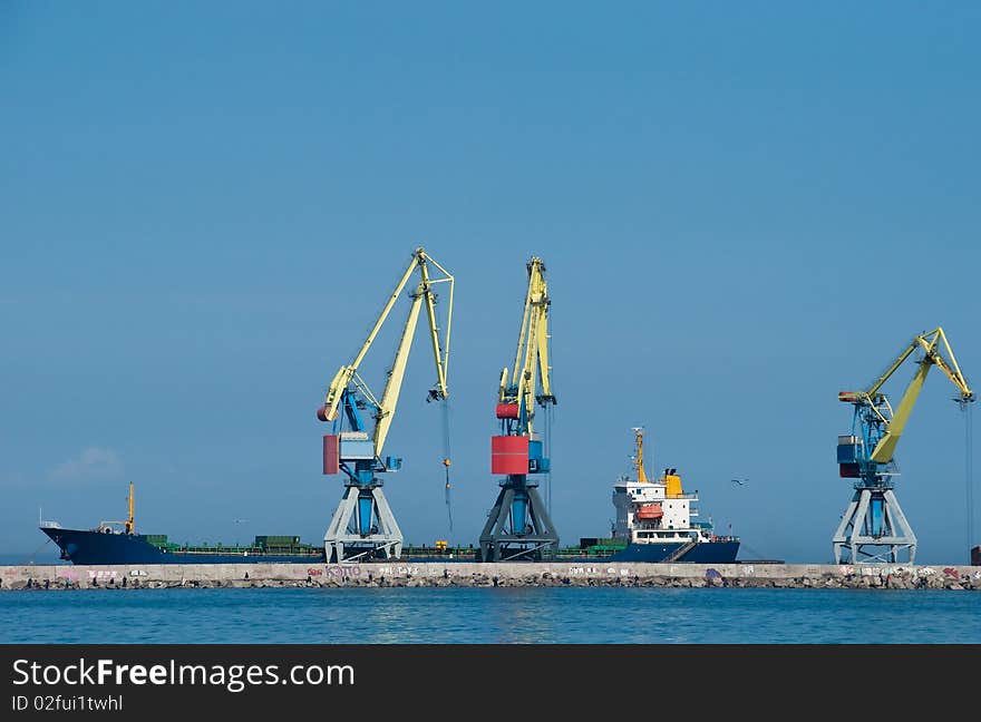 View on seaport from the sea