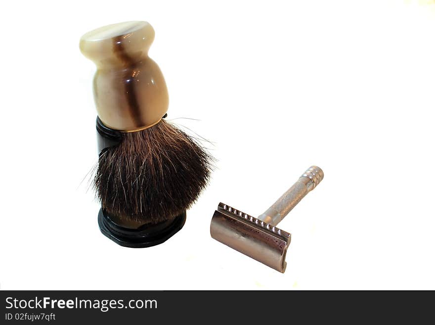 Old Fashioned Razor and Shaving Cream Brush