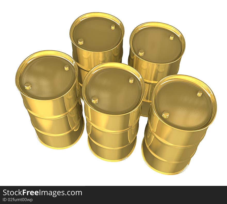 Gold oil barrels - 3d