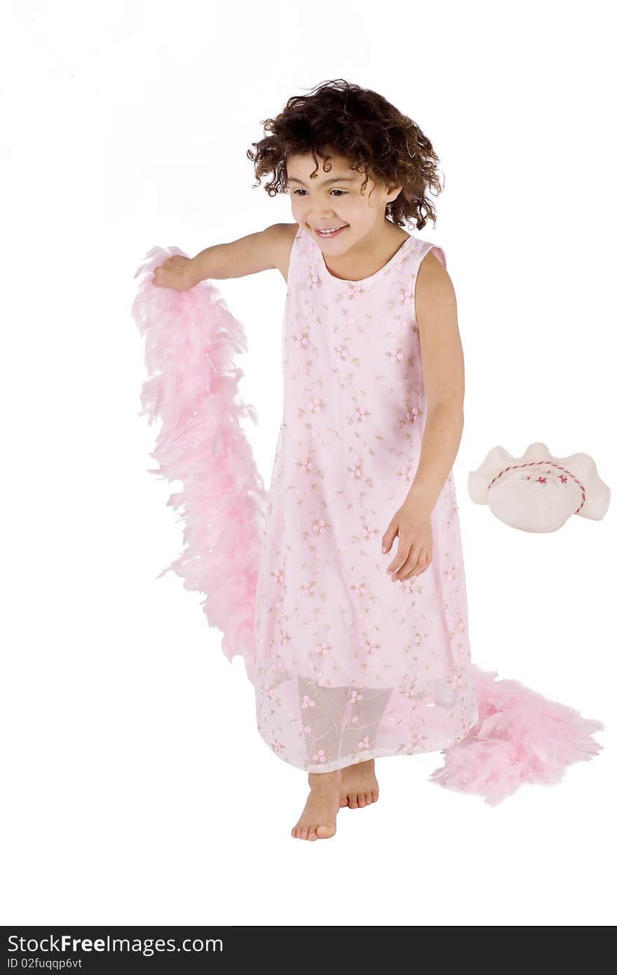 Cute Kid With Feather Boa