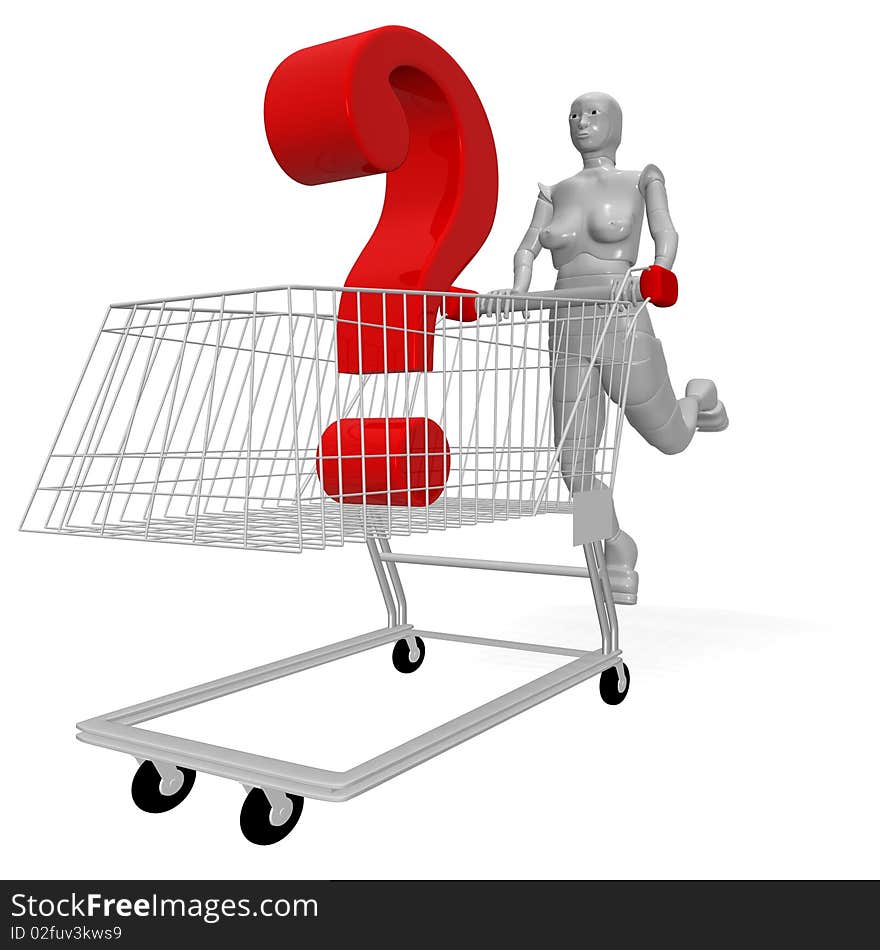 Naked Female Android With Shopping Cart