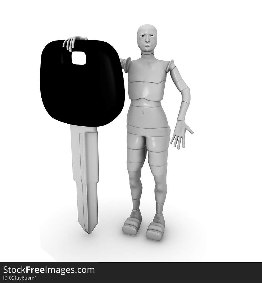 Female android with car keys