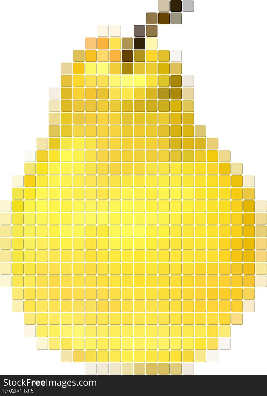 Illustration of yellow pear made from tiles