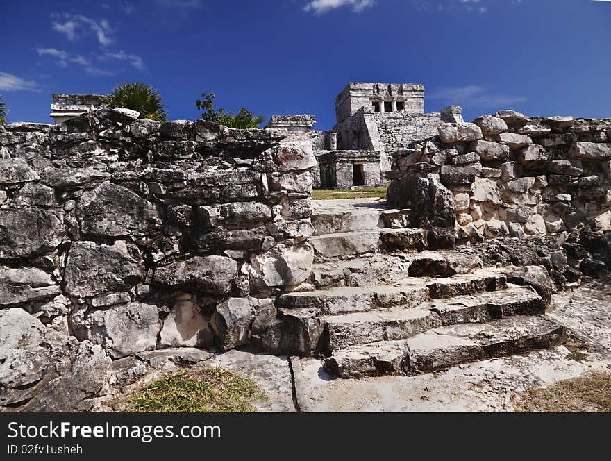 Tulum, Mexico.  Mayan ruins.  Including the main temple. Tulum, Mexico.  Mayan ruins.  Including the main temple.