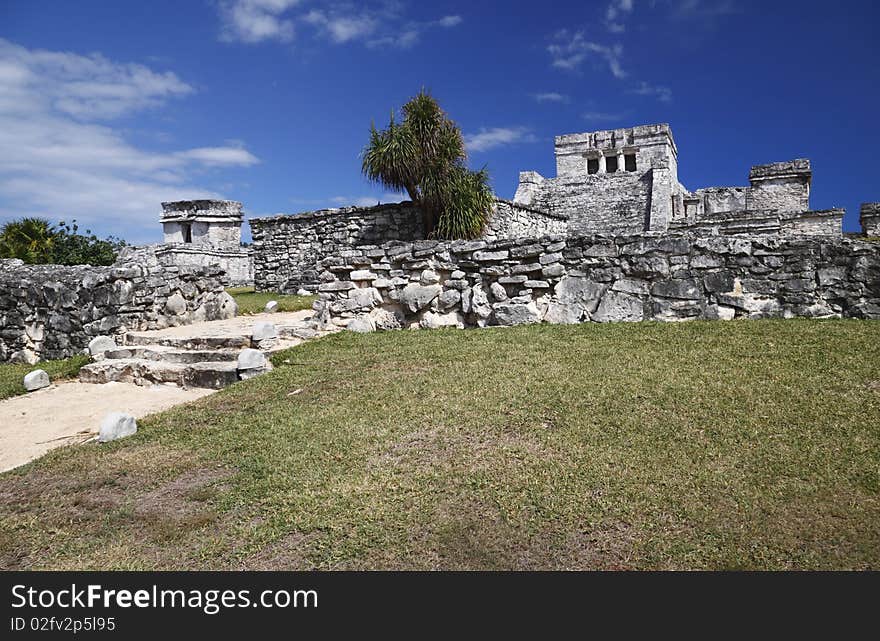 Ancient temple of Tulum, Mexico.  Mayan ruins. Ancient temple of Tulum, Mexico.  Mayan ruins.