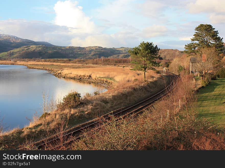 Landscape With Railroad In Snowdonia