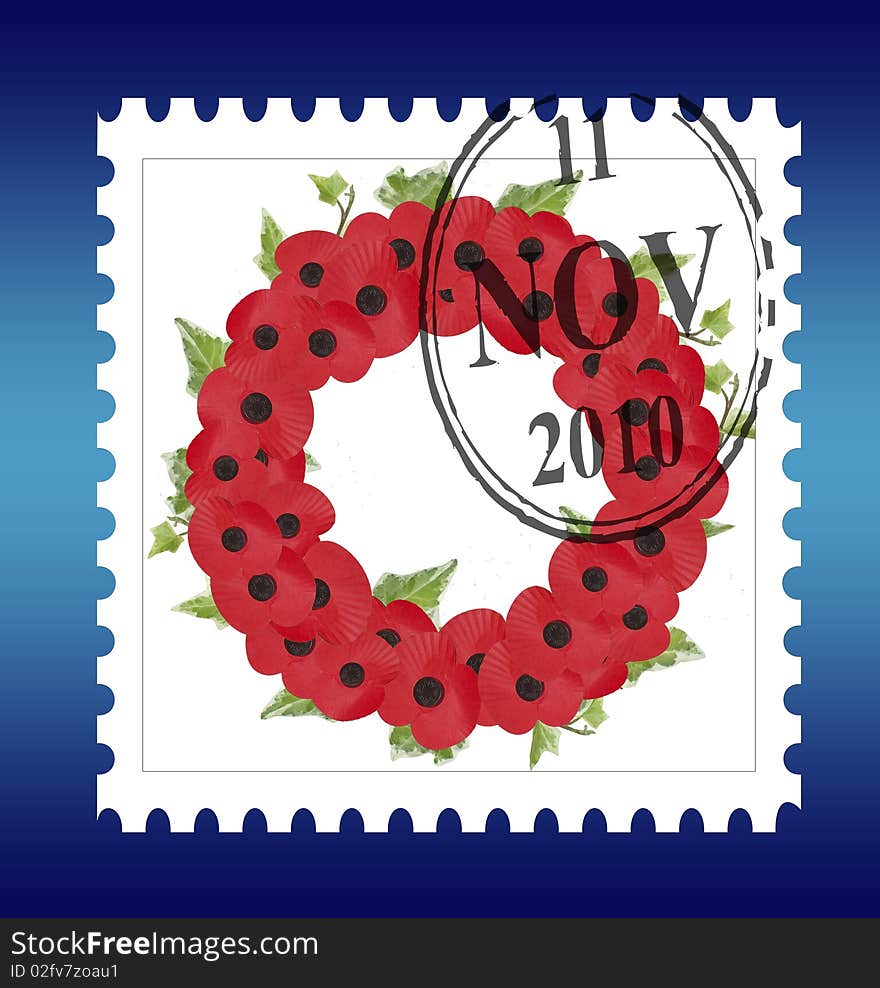 Remembrance Sunday Wreath Stamp Vector