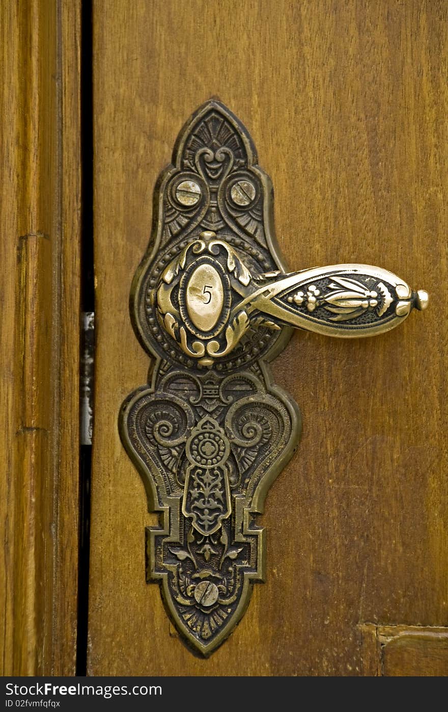 Antique brass door handle