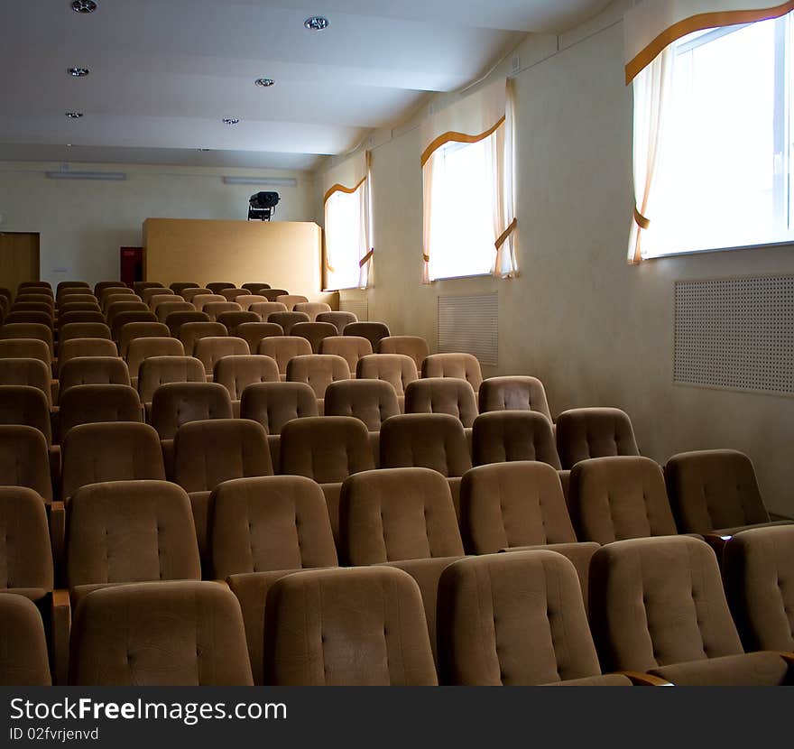 Rows of empty seats in an theater