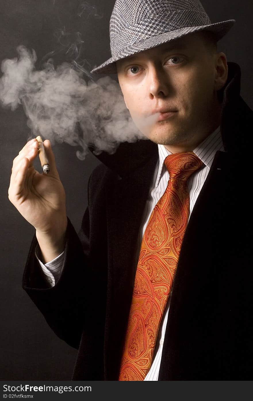 Serious Businessman, Smoking Cigar