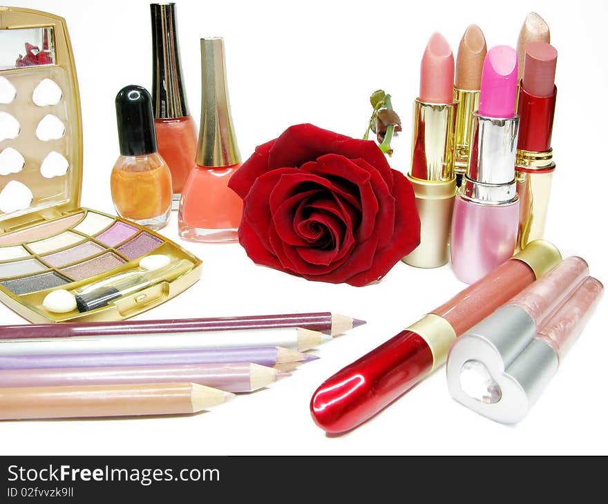 Lipsticks rose eye shadows pencils nail polishers lip gloss. Lipsticks rose eye shadows pencils nail polishers lip gloss