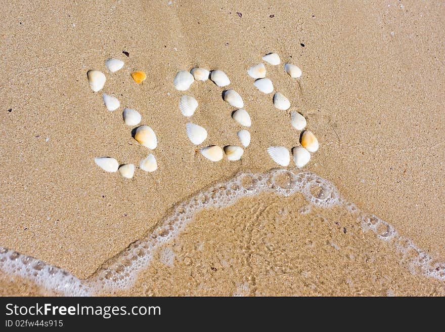 SOS in sand on a beach