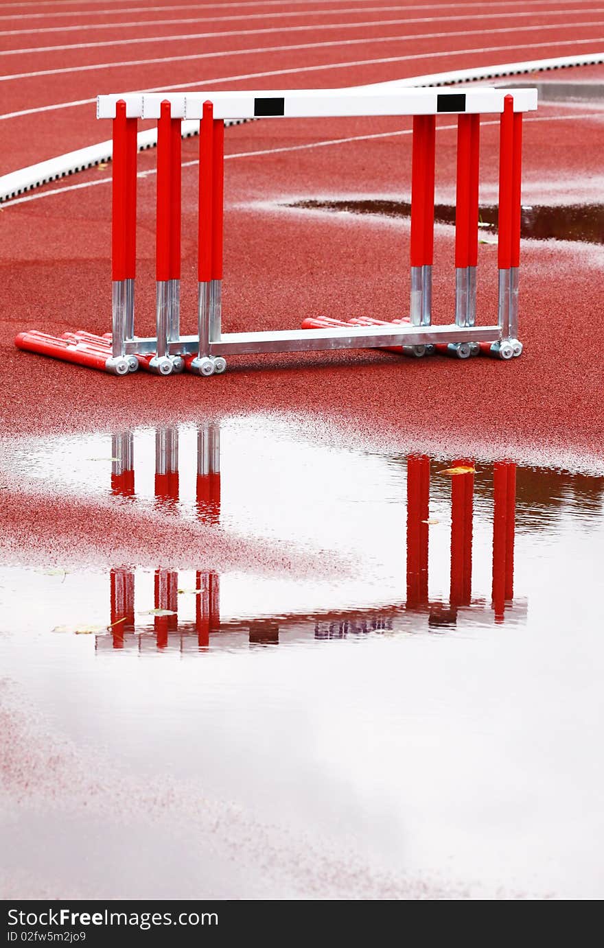 Hurdles near the runway