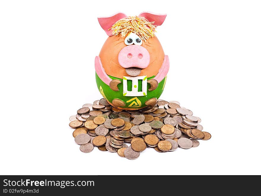 Piggy bank and money