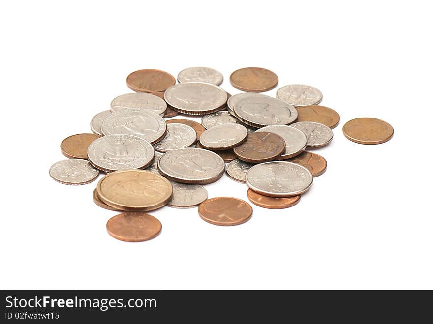 Stack of money on white isolated background.  studio photo.