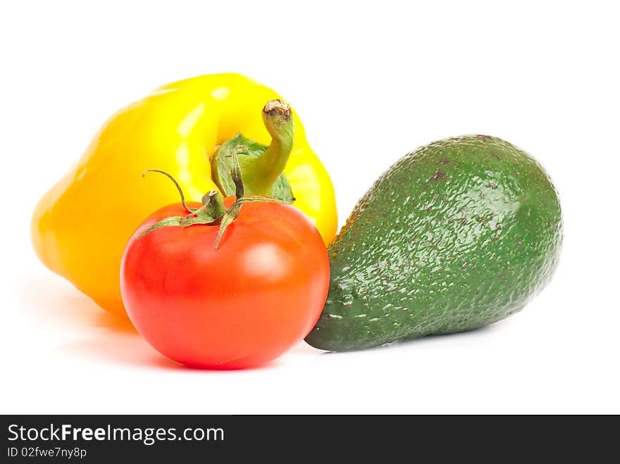 Fresh vegetables on the white isolated background