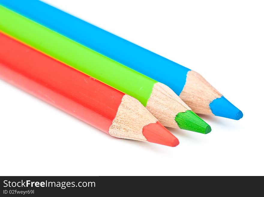 Colored pencils isolated on a white background. studio. picture.