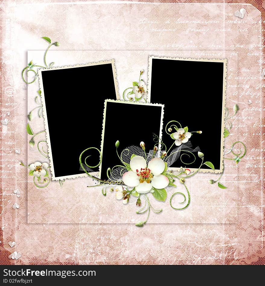 Beautiful Spring Frame With Apple Tree Flowers