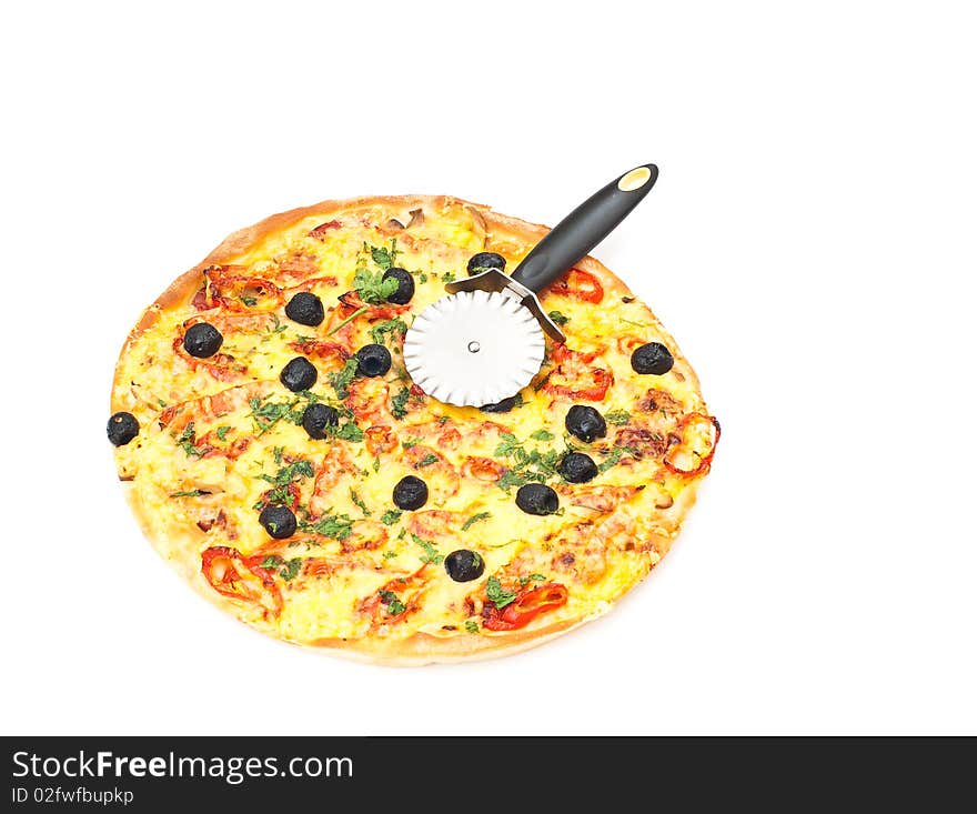 Delicious Italian pizza isolated on a white background. studio photography