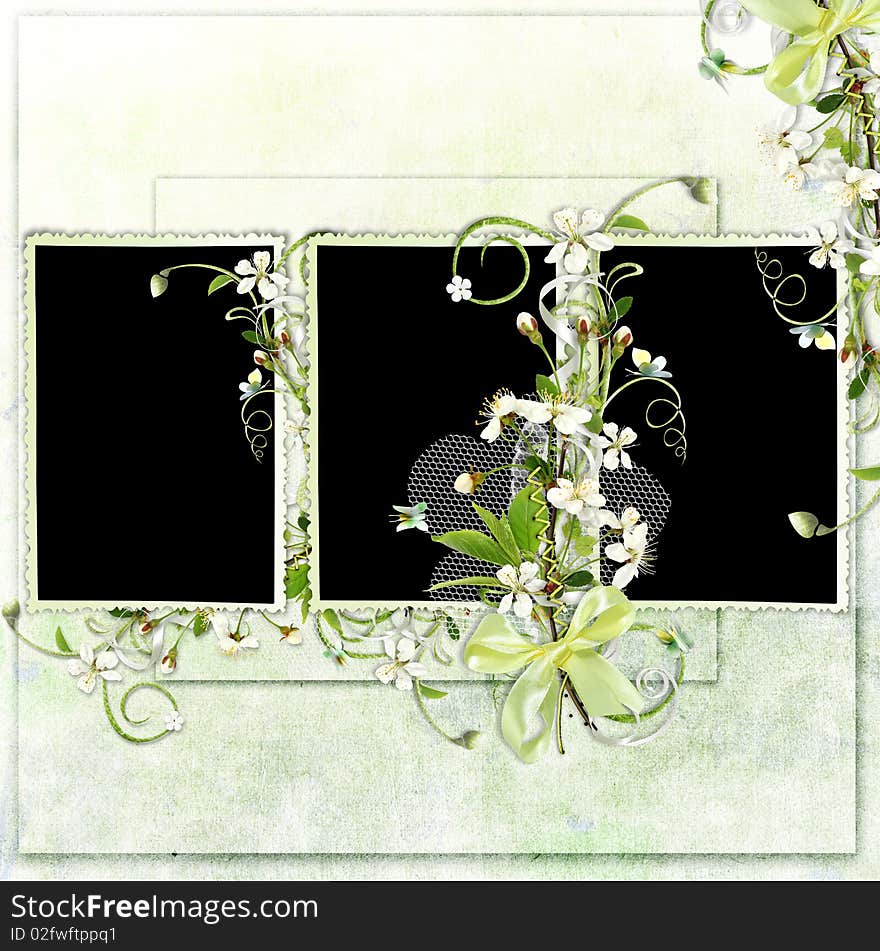 Beautiful Spring Frame With Cherry Flowers