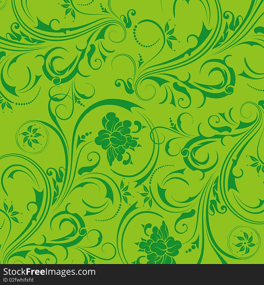 Green Flower Seamless Background