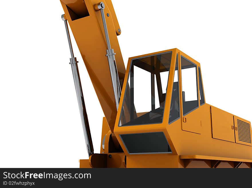 Orange industrial Digger isolated on white background